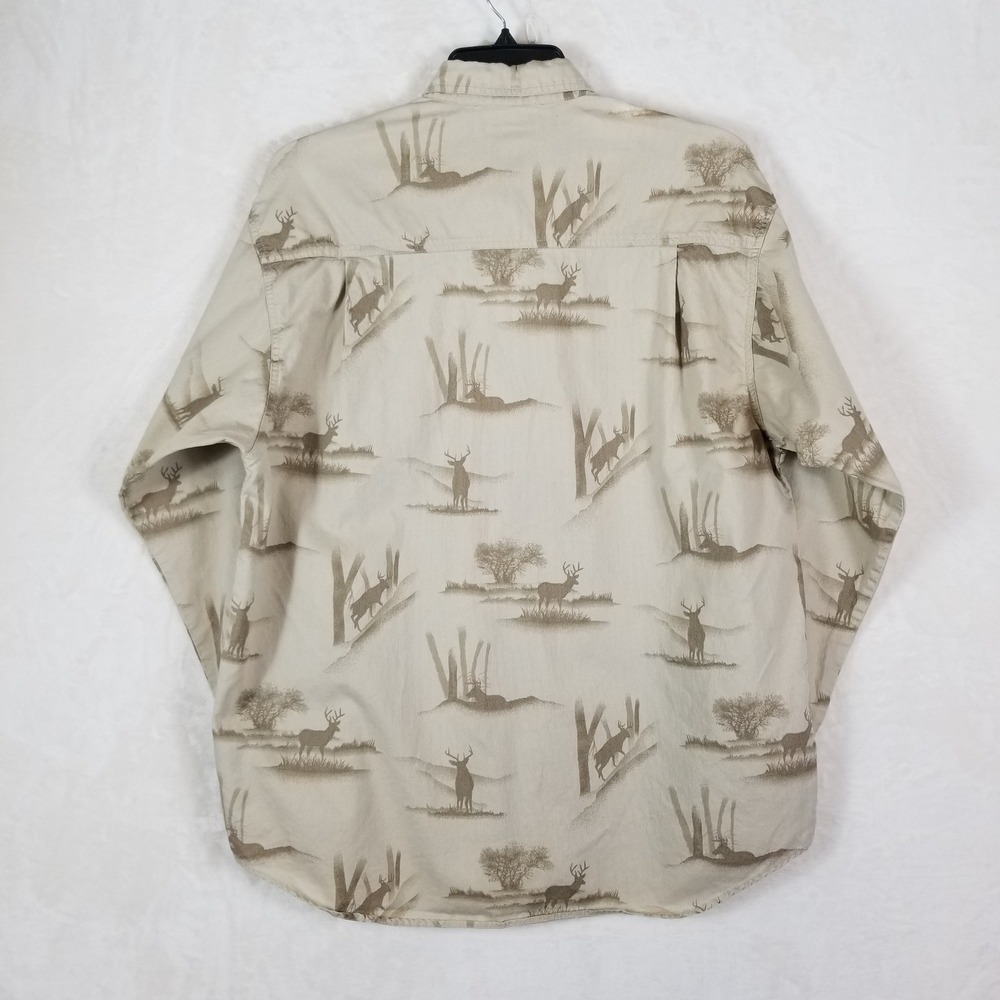 Columbia Button Down Shirt Mens Large Tan Deer Scenic Corduroy HM7026 - Picture 2 of 7